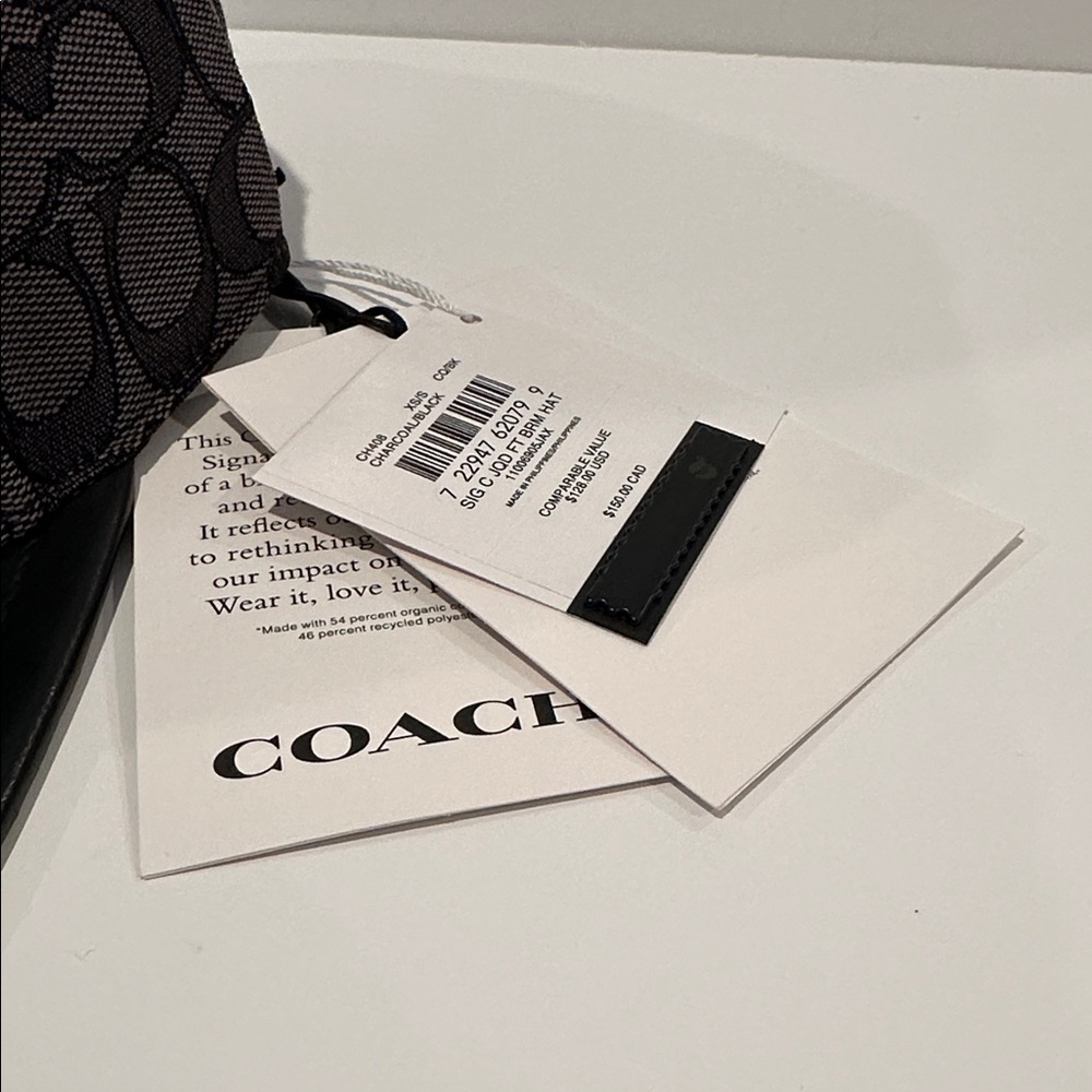 NWT Coach Men’s Monogram Canvas & Leather Cap with Leather adjustable back. - Picture 2 of 9